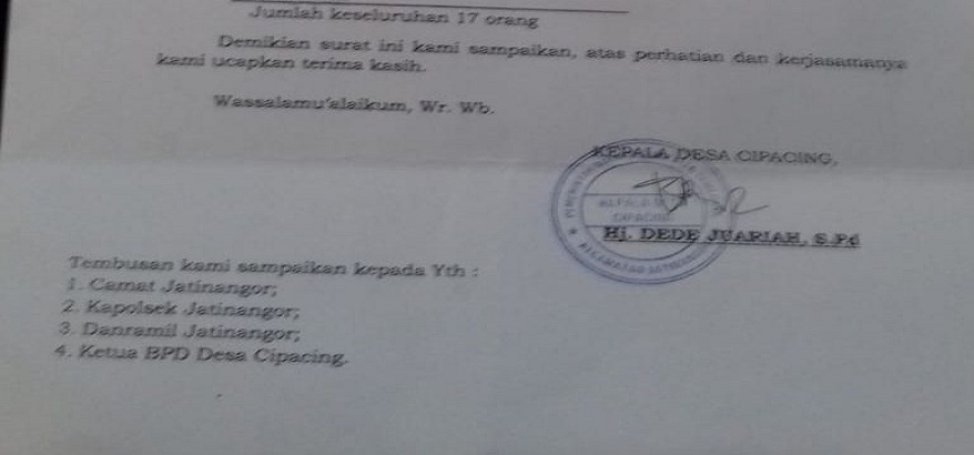 Forkopimcam Jatinangor di Sumedang Geger Surat Jatah Makan Siang dari Restoran